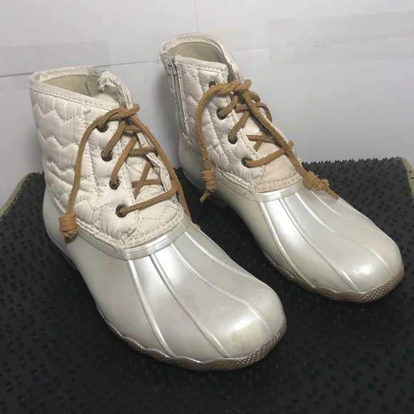 Sperry Other - Sperry Saltwater Duck Boots Girls Pearlized Ivory